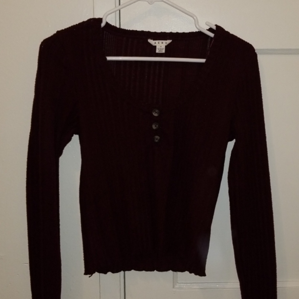 A long sleeve Aeropostle maroon shirt
